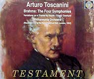 Arturo
Toscanini conducts the Brahms Symphonies (Testament CD cover)