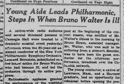 New York Times report of Bernstein's conducting debut