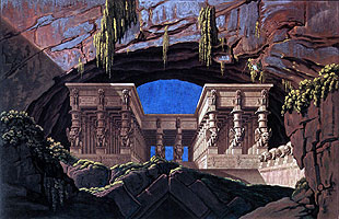 The opening scene - stage design by Karl Friedrich Schinkel, 1818